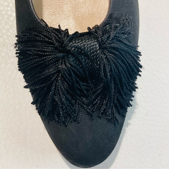 SALVATORE FERRAGAMO  Sz 8.5 4A Suede Velvet Fringe Front Bow Shoes - Picture 2 of 10